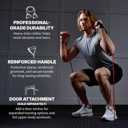 Xertube Resistance Bands with Handles – Individual Exercise Cords Available Separately with Optional Home Gym Door Anchor Attachment