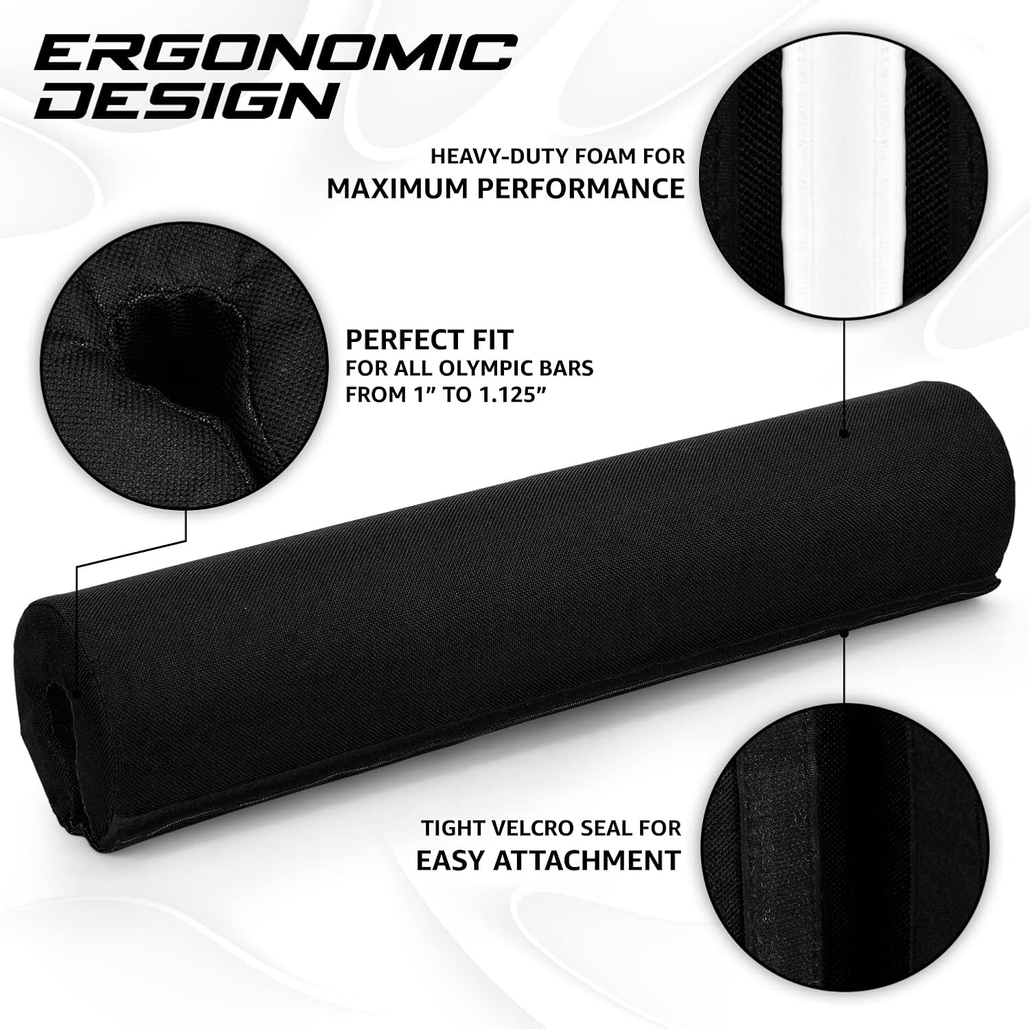 Yes4All Ergonomic Foam Bar Pad for Olympic Barbell Exercises, Including Squats, Hip Thrusts, and Weightlifting