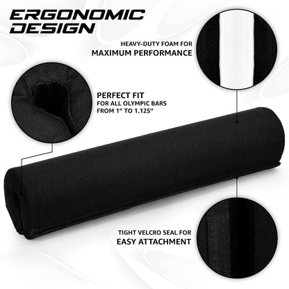 Yes4All Ergonomic Foam Bar Pad for Olympic Barbell Exercises, Including Squats, Hip Thrusts, and Weightlifting