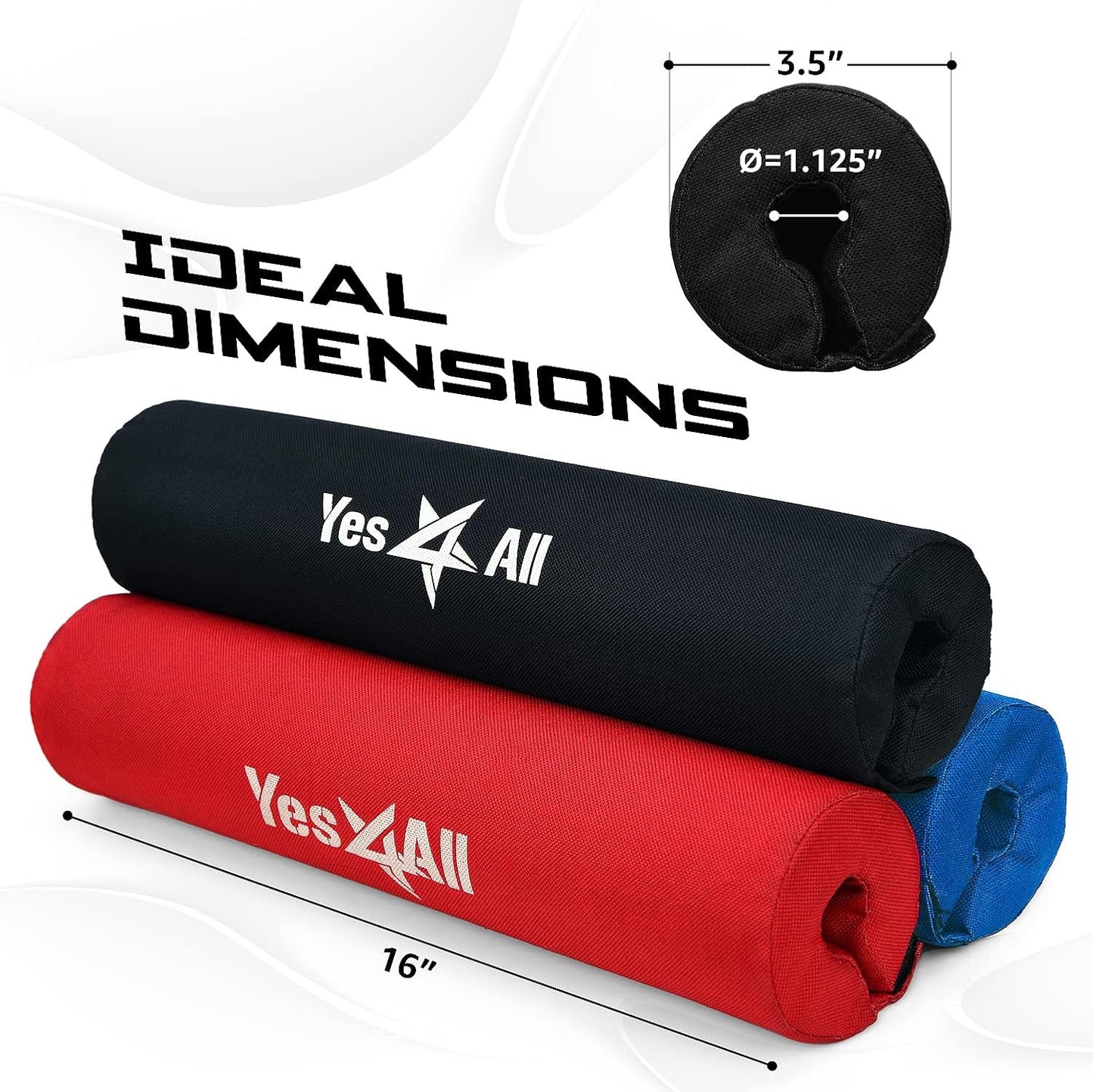 Yes4All Ergonomic Foam Bar Pad for Olympic Barbell Exercises, Including Squats, Hip Thrusts, and Weightlifting