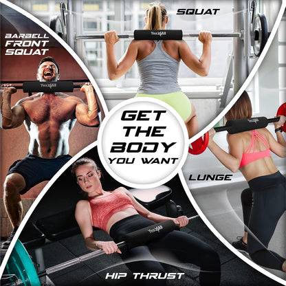 Yes4All Ergonomic Foam Bar Pad for Olympic Barbell Exercises, Including Squats, Hip Thrusts, and Weightlifting